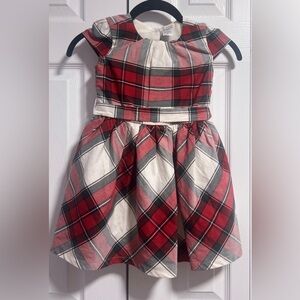 Girls Carter's 4T Red/White/Green Plaid Dress W/Ribbon Tie